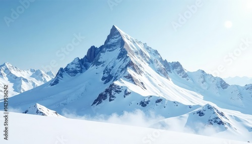 Wallpaper Mural Snow covered mountain peak, stark white landscape , ice, cliffs, view Torontodigital.ca
