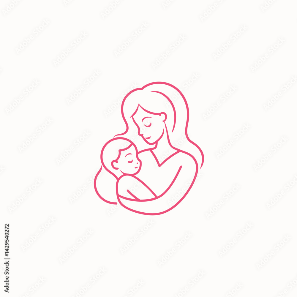 Tender Mother and Child Sketch with Gentle Loving Gaze. Tender Mother and Child Sketch with Gentle Loving Gaze.