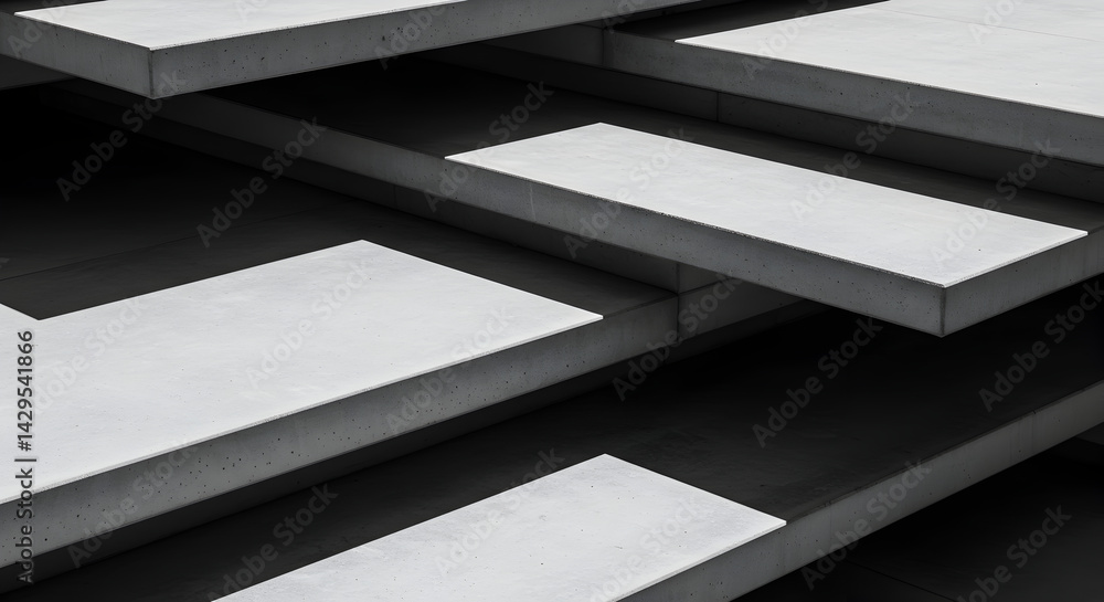 Fototapeta premium Minimalist Concrete Steps With Subtle Shadows and Abstract Composition