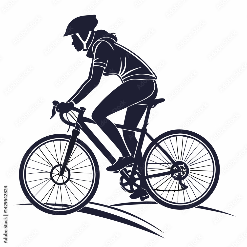 Obraz premium Female Cyclist Silhouette Riding Bike Exercise And Sport Activity Vector Design