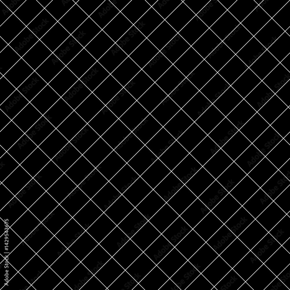 White diagonal stripes grill on black background. Seamless pattern with black mini blocks ornament on white back. Grid motif. Crossed lines wallpaper. Checkered image. Digital paper for print. Vector. White diagonal stripes grill on black background. Seamless pattern with black mini blocks ornament on white back. Grid motif. Crossed lines wallpaper. Checkered image. Digital paper for print. Vector.
