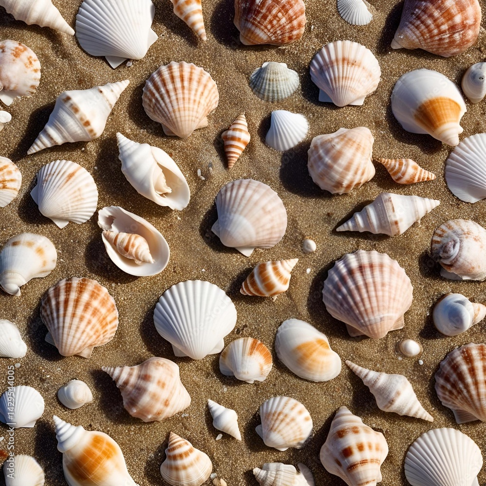 Seashell selection on a sandy beach. Seashell selection on a sandy beach.