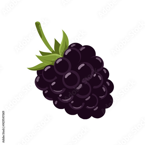 Blackberry Vector Icon. Fresh fruit illustration, transparent background. Healthy berry, ingredient. Packaging, labels, blogs, recipes