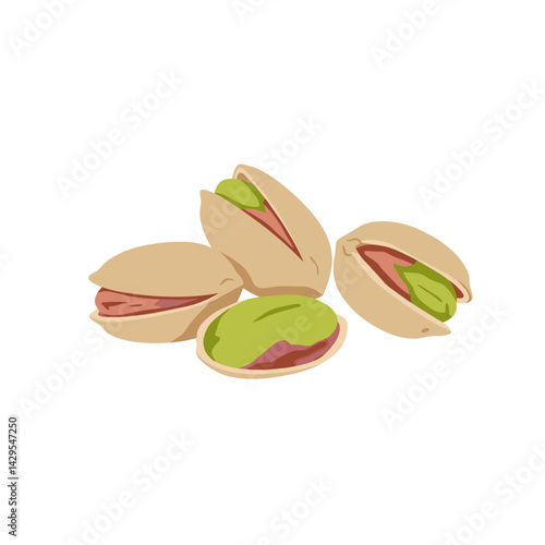 Pistachios Vector Icon. Nuts in shells, illustration, transparent background. Nutritious snack, healthy food. Packaging, labels, blogs