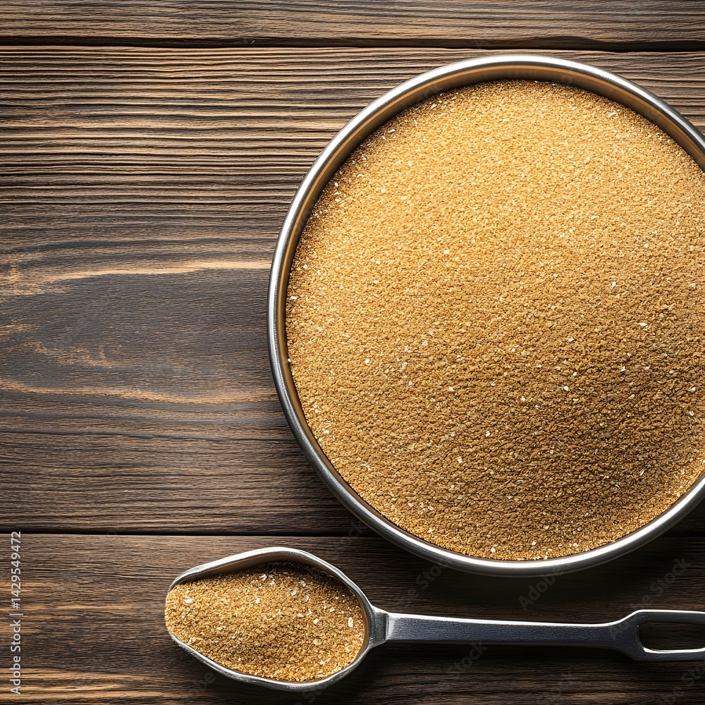 Golden Amaranth Grain in Bowl and Spoon on Wood Golden Amaranth Grain in Bowl and Spoon on Wood