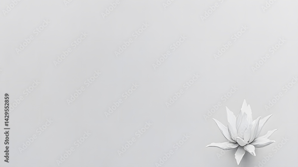 Naklejka premium Elegant Minimalist White Lotus Flower on Grey Background