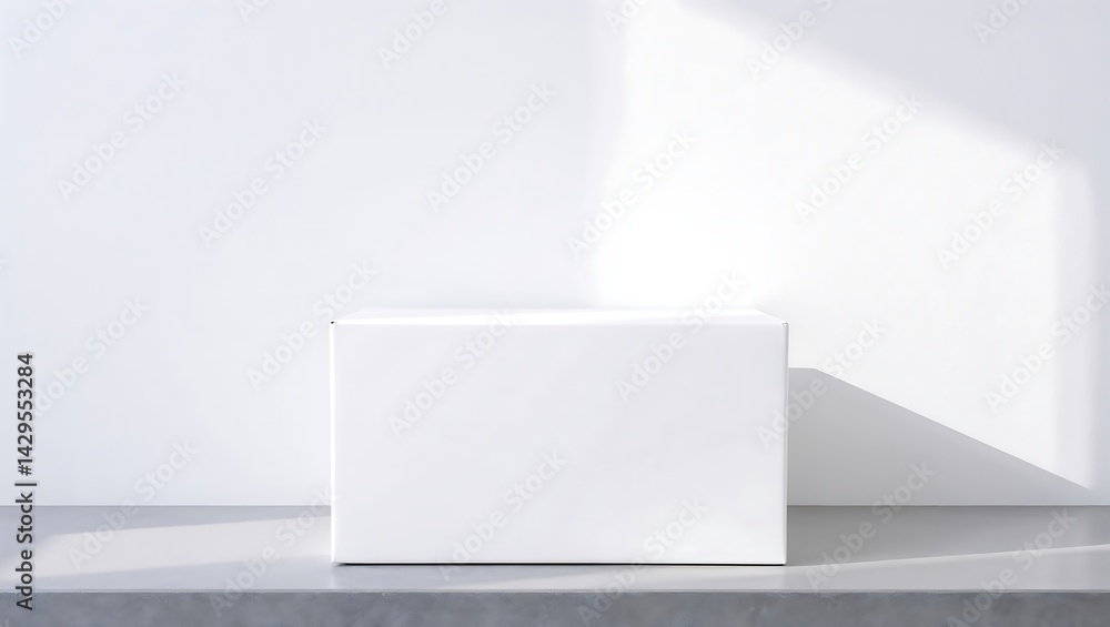 Fototapeta premium white cardboard packaging box placed near the wall,3d,empty