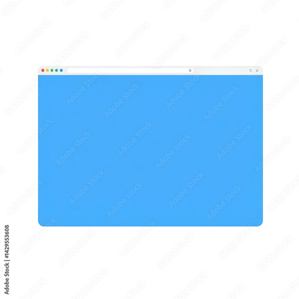 Web Browser Window Mockup: A sleek, minimalist web browser window mockup featuring a vibrant blue screen, ideal for showcasing digital content and design mockups. Web Browser Window Mockup: A sleek, minimalist web browser window mockup featuring a vibrant blue screen, ideal for showcasing digital content and design mockups.