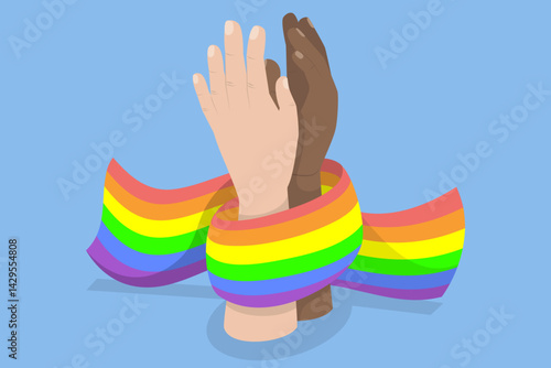 3D Isometric Flat Vector Illustration of Pride Month, LGBT Community