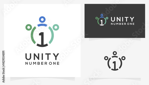 People group, Community, Human social connect logo design ideas. Vector solidarity is number one, based icon template.