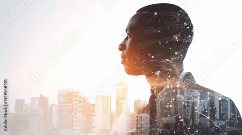 Silhouette of African American Man with Creative Digital Elements