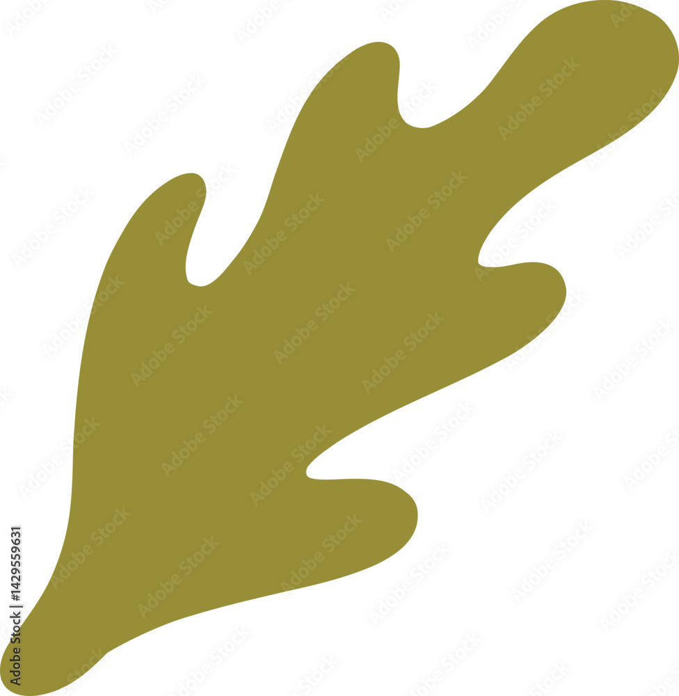 Oak leaf inspired hand drawn abstract shape for natural decorative designs