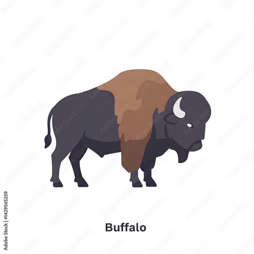 Fototapeta premium American Bison Illustration Wild Animal Nature Wildlife North American Buffalo