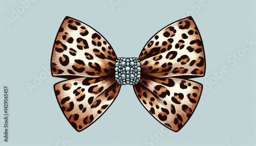 Leopard print bow tie ribbon on a white background