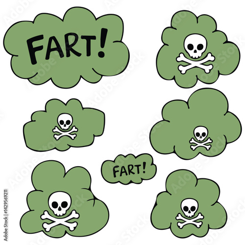 green fart cloud funny stinky isolated vector illustration on white background