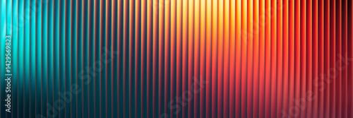 Bright vertical ribbed fractal glass texture with warm and cool tones blend in colorful gradient. Vibrant color flow of fire and ice perfect for futuristic or modern creative design. Vector background