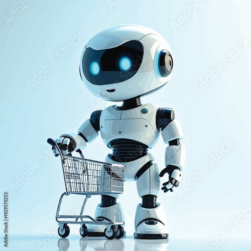 Robot shopping ai assistant for retail automation and ecommerce customer service in modern technology era