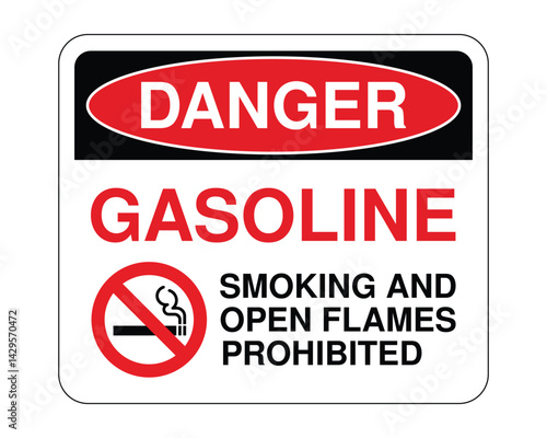 Gasoline Danger Sign, Fire Hazard Warning, No Smoking Notice – High Quality Stock Image