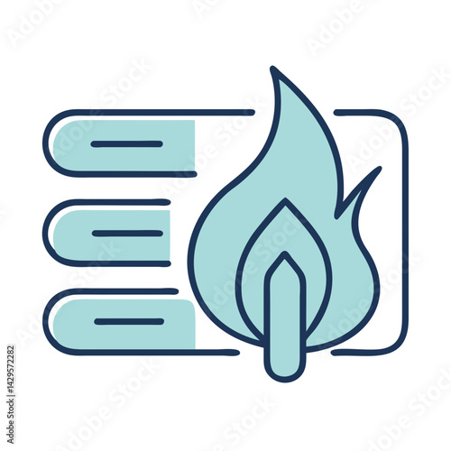 Heating flame icon in minimal blue style, energy and warmth concept