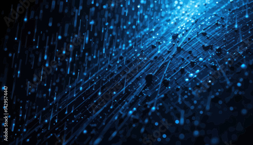 Abstract Blue Digital Background with Glowing Lines