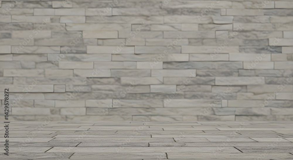 Obraz premium Modern Gray Brick Wall and Stone Floor Texture Background for Design, Architecture, and Interiors.