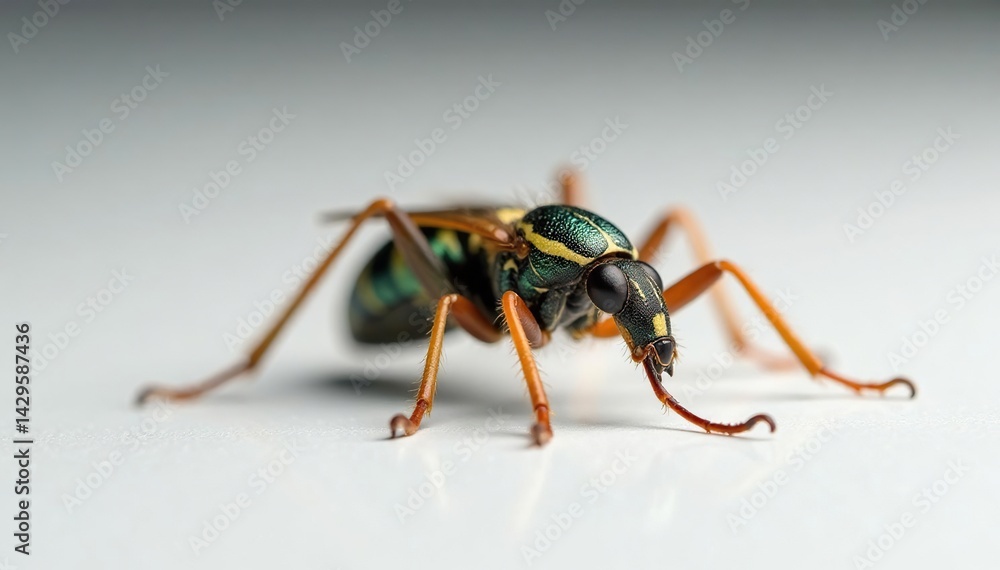 Naklejka premium Close-up of single insect on white background, miniature, body, pure