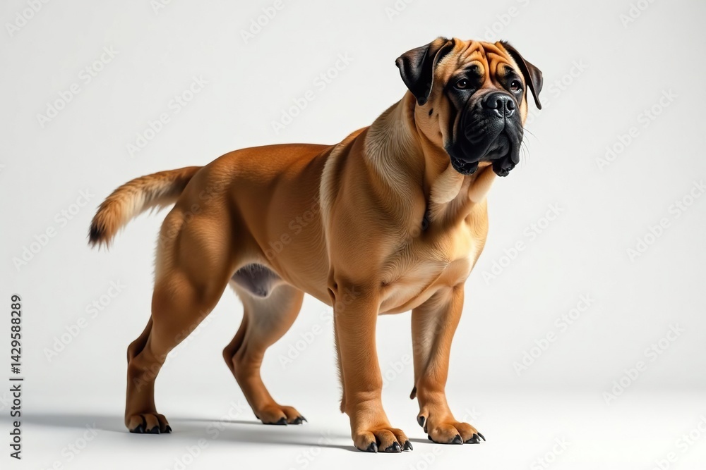 Majestic mastiff, powerful stance, white background, powerful, white Majestic mastiff, powerful stance, white background, powerful, white
