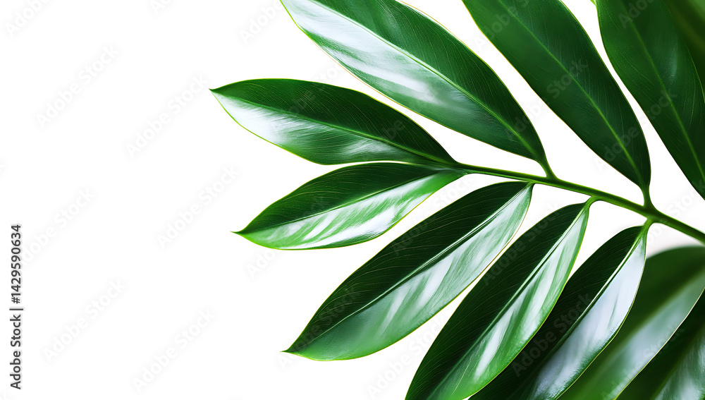 Obraz premium Isolated tropical leaves and plant foliage, a natural green leaf arrangement in a floral composition, set against a white background in the jungle.