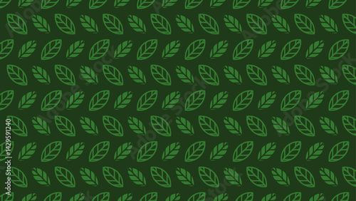 seamless green leaves line art with half shape filled up. leafs combination, for wallpaper, background print packaging product. vector leaves.