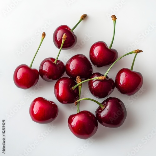 A Delightful Cluster of Cherries: Juicy, Red, and Ripe