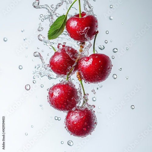Refreshing Cherries Splashing in Water: A Vibrant Summer Delight
