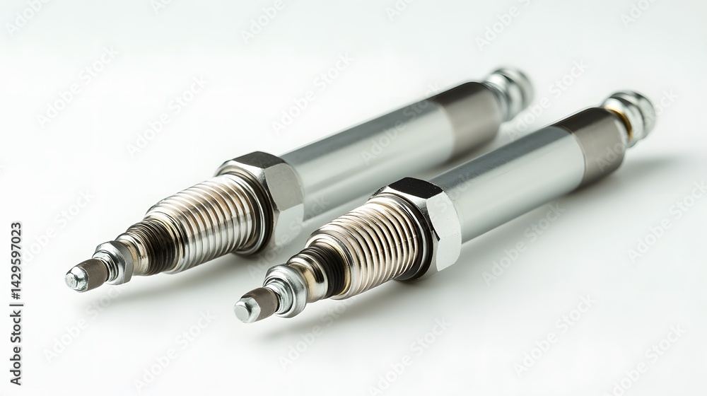 Two Spark Plugs with Closeup Studio Shot. Two Spark Plugs with Closeup Studio Shot.