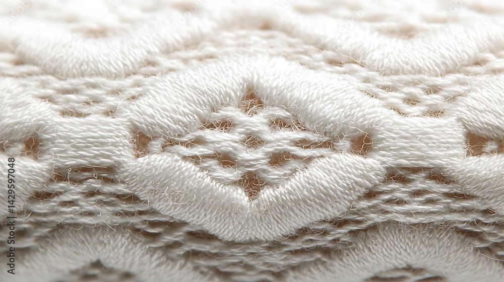 Macro image of a patterned cream colored textile. Texture and pattern are the main focus Macro image of a patterned cream colored textile. Texture and pattern are the main focus