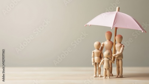 Family Under the Umbrella: A Symbol of Protection. Perfect for insurance companies, family financial planning