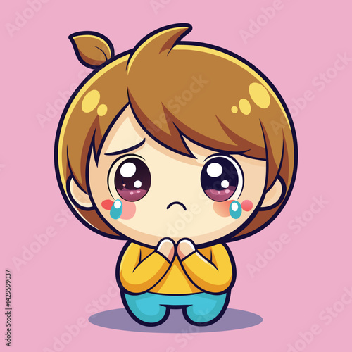 Sad anime girl with tears