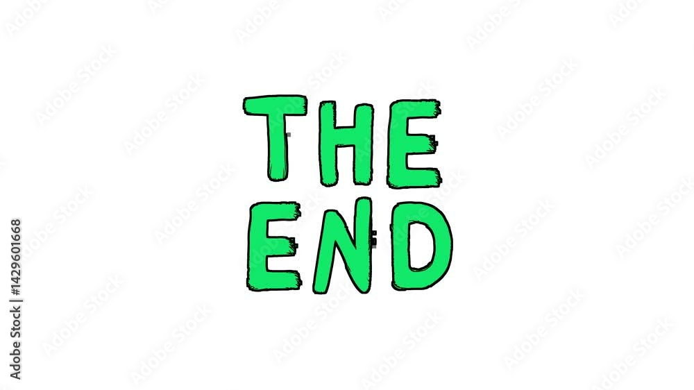 Sloppy Animated green “The End” Title on White Background for Movie Outro or Ending Scene Sloppy Animated green “The End” Title on White Background for Movie Outro or Ending Scene