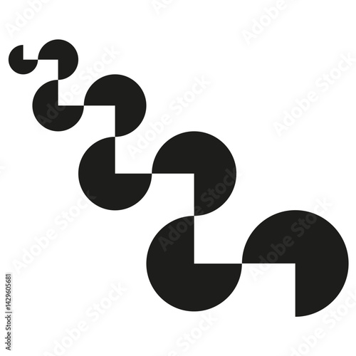 Stepped semicircle structure. Solid black form. Abstract geometric figure. Vector minimal element.