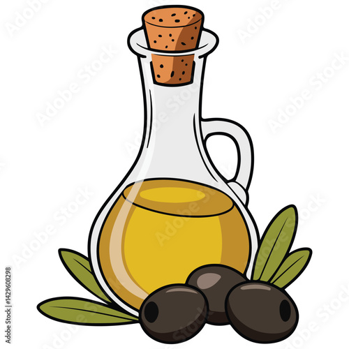 olive oil bottle greek healthy isolated vector illustration on white background