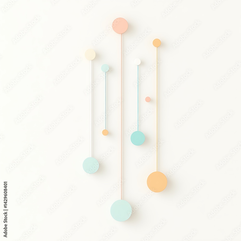 Pastel Abstract Geometric Wall Hanging with Circles and Lines Pastel Abstract Geometric Wall Hanging with Circles and Lines