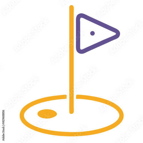 Golf icon featuring a flag on a hole in a vibrant and sporty design
