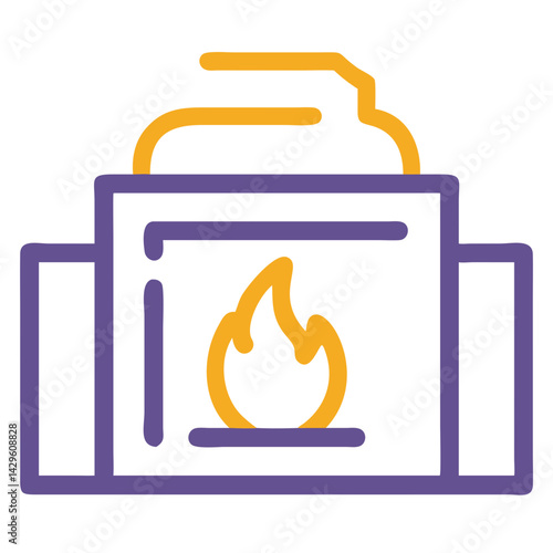 Crematorium icon featuring a stylized casket with flames in a respectful design