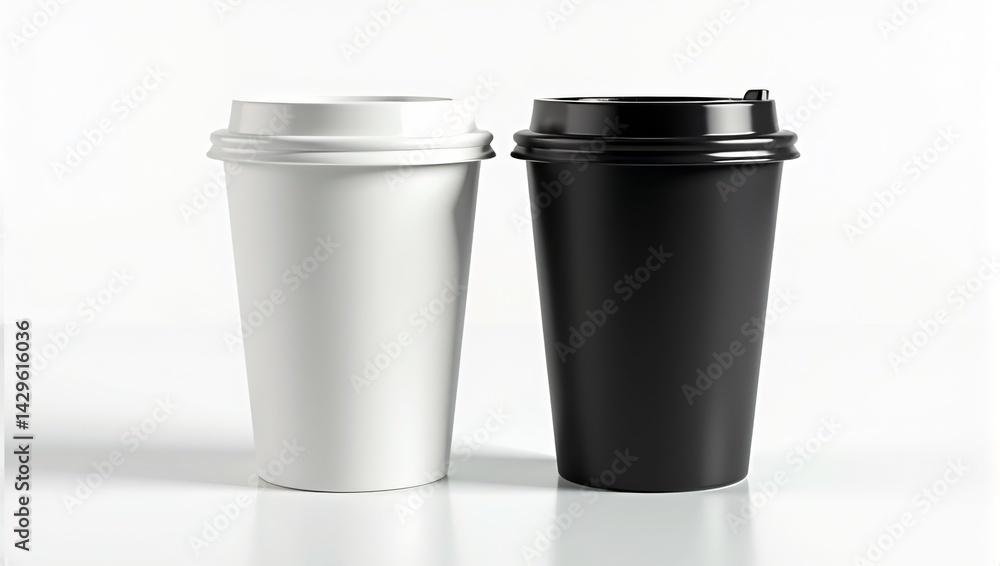 White and Black Paper Coffee Cups Side by Side White and Black Paper Coffee Cups Side by Side