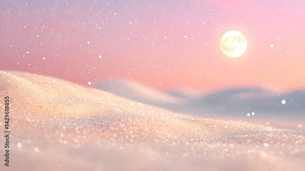 Moonlit Snowfield with Pastel Sky and Soft Shadows Moonlit Snowfield with Pastel Sky and Soft Shadows