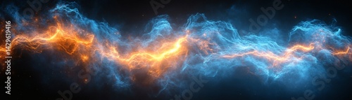 Wallpaper Mural Abstract blue and orange glowing energy against a dark backdrop, resembling a burst of cosmic light. Torontodigital.ca