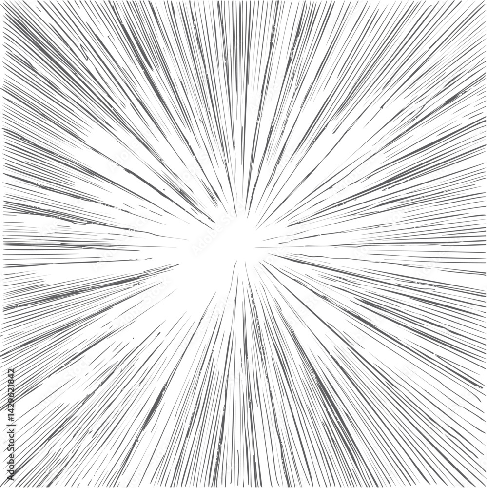 Obraz premium Radiating speed lines in black and white manga style illustration. Vector illustration