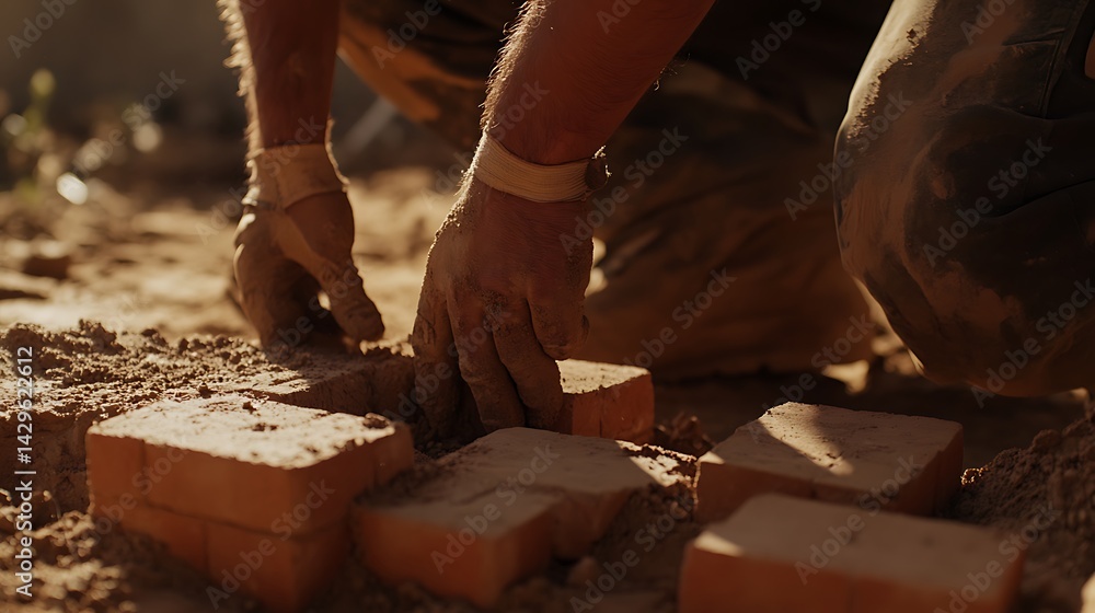 Construction Worker Laying Bricks Construction Worker Laying Bricks