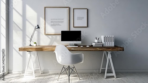 Inspiring modern home office setup with natural light for creative work and remote job