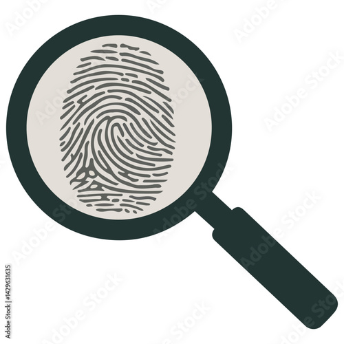 magnifier fingerprint criminal detection isolated vector illustration on white background