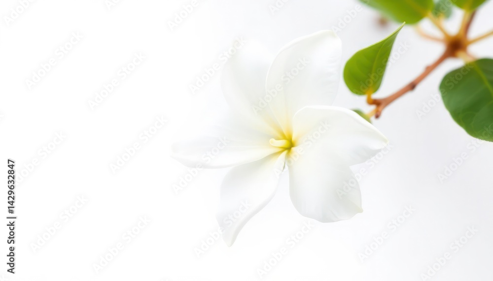 Obraz premium Close Up Of A Single White Flower On A White Background