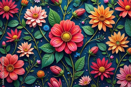 Intricate woven floral tapestry, seamless repeat, wallpaper, art